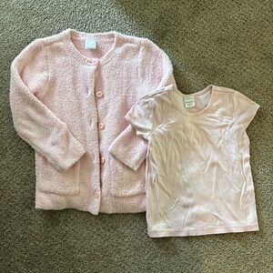 EUC pink Hannah Andersson marshmallow cardigan and t shirt in Pima cotton